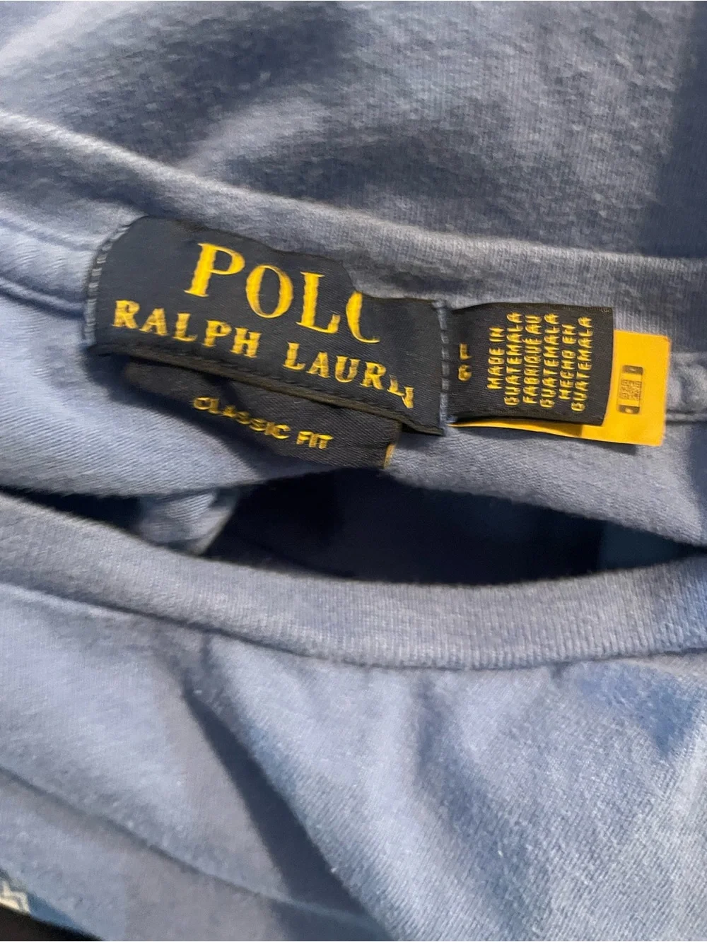 Polo Ralph Lauren logo blue T-shirt collegiate-style graphic top Large pony lo